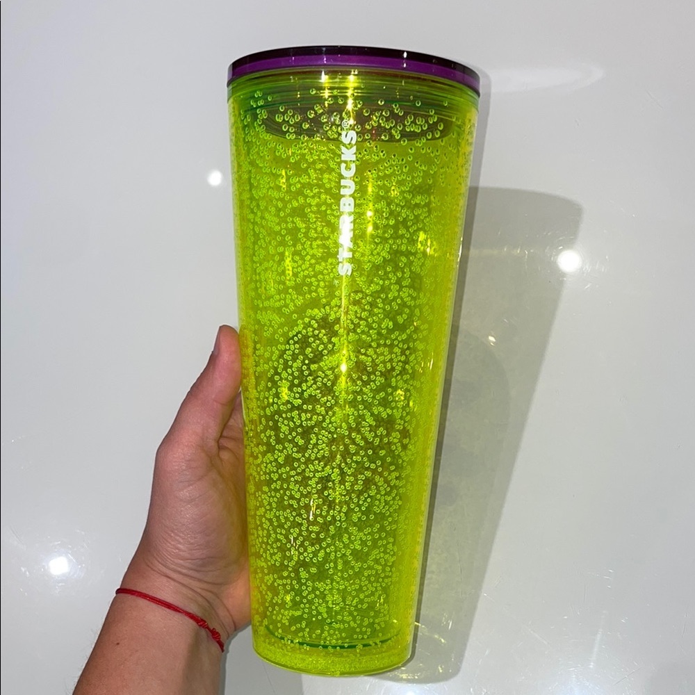 Starbucks Limited Edition 2023 Summer Neon Yellow Lime Bubbleseed Tumbler - Picture 3 of 8